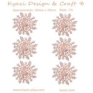 6pcs Rose Gold High Quality Crystal Rhinestone Embellishment Rhinestone Brooch Pin Big Crystal Brooch DIY Wedding Bouquet Brooch Style: D6