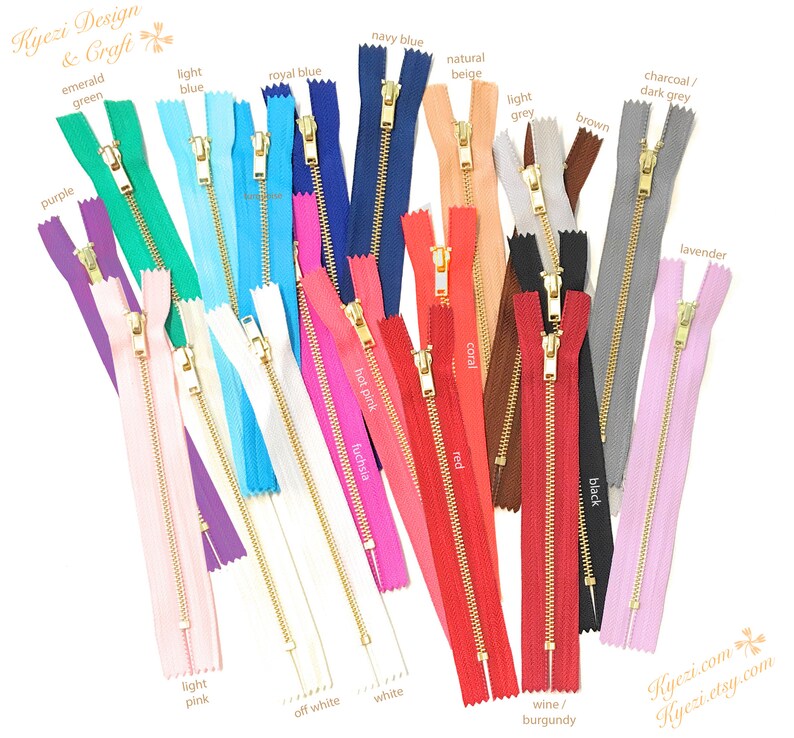 Brass Metal Teeth Zippers US SELLER Fast Shipping 3 5 10 pcs 16 inch Mixed colors Tape