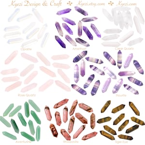30mm Double Terminated Carved Points, Natural Gemstone Crystal, Amethyst Aventurine Rose Quartz Clear Quartz Fluorite Opalite Tiger Eye K224