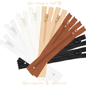 10 pcs Assorted Naturals Nylon Coil Zippers - All Purpose Zippers - 3, 4, 5, 6, 7, 8, 9, 10, 12, 14, 16, 18, 20 and 22 Inches