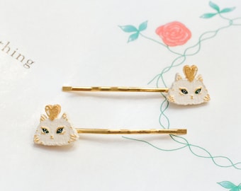 Kitty Hair Barrette - Whiskers on Kittens | Handmade Handpainted Wood Hair Accessory | Kitty Cat Hair Pin | Unique Whimsical Gift