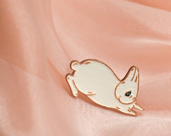 Rabbit Brooch - To Soar Tenderly  | Handmade Handpainted Wood | Easter Bunny Jewelry | Unique Whimsical Gift