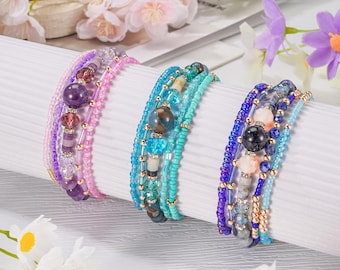 Colorful Apple Watch Band  | Natural Stone Beaded Band  |  38mm 40mm 41mm 42mm 44mm 45mm 46mm 49mm | Compatible with all Apple Watch Series