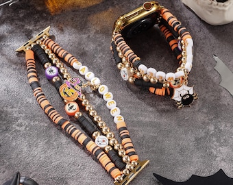 Halloween Stackable Clay Bead Apple Watch Bands Halloween Apple Watch Jewelry 38mm 40mm 41mm 42mm 44mm 45mm 49mm gift