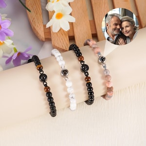 Custom Photo Projection Bracelet, Personalized Photo Beaded Bracelet, Personalized Gifts for Women Men, Anniversary Birthday Gift