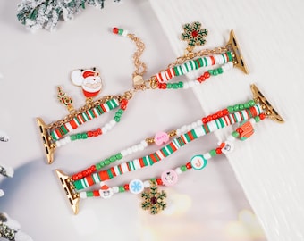Christmas Bead Apple Watch Band |  Band 38mm 40mm 41mm 42mm 44mm 45mm 49mm | Christmas Gift
