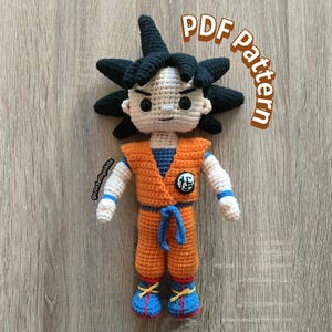 Muñeco Goku de crochet, patrón amigurumi inspirado en Dragon Ball (PDF), personaje de anime de crochet, tutorial de juguete hecho a mano, descarga digital