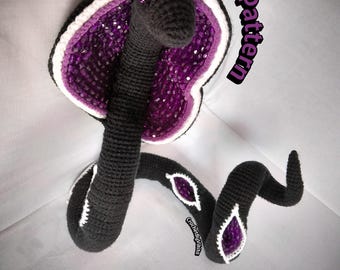 Haakpatroon voor een geode cobra (PDF), kralen kristallen slang amigurumi, grote fantasieslang pluche tutorial, digitale download