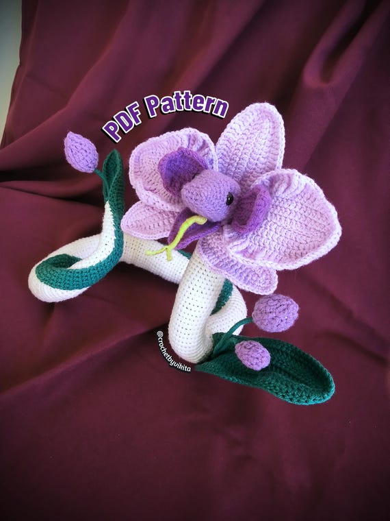 Orchid Snake Crochet Pattern PDF, Amigurumi Snake with Orchid Flower, Large Snake Plush Tutorial DIY Crochet Animal Pattern Digital Download