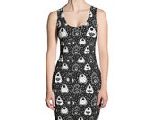 Black Ouiji Planchette Body Con Dress, Bodycon, Clubwear, Spirit Board, Occult Fashion, Psychic Medium, Goth Clothing, Spooky Halloween
