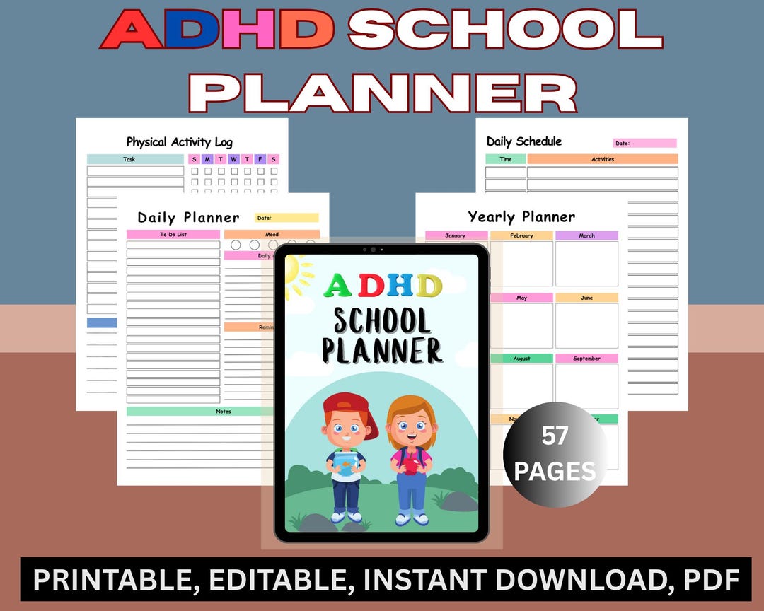 ADHD School Planner – Printable Academic Organizer for Focus | Time ...