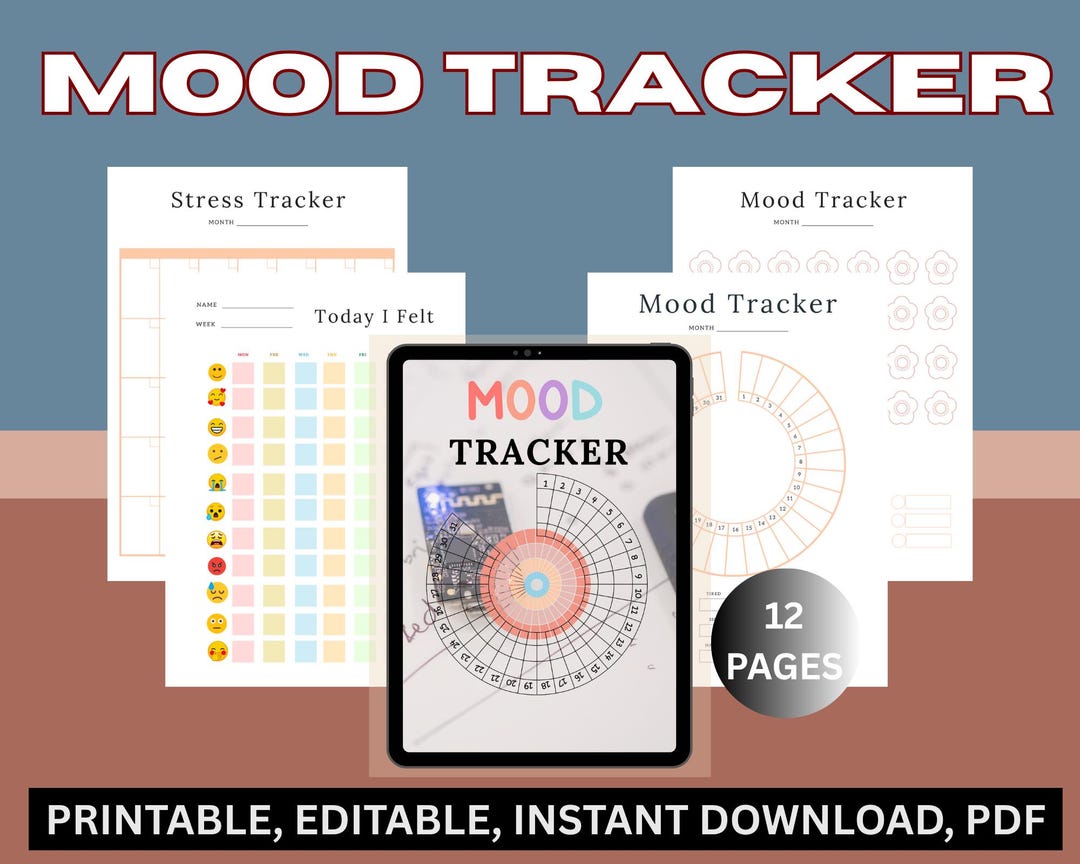 Mood Tracker Printable PDF - Daily Mental Health Emotion Log & Wellness ...