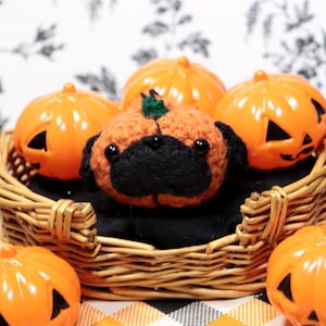 Dougie the Pumpkin Mini Pug - aka The Pug-kin or Pug o&#39; Lantern - Ornament or Keychain - For Halloween or any spooky time of year!