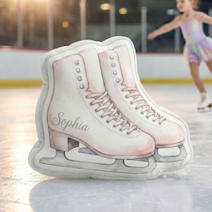 Personalized Ice Skate Pillow With Custom Name - Gift for Figure Skating Moms and Kids
