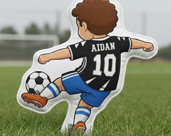 Personalized Soccer Player Pillow - Custom Name and Jersey Number Plush Gift for Young Athletes