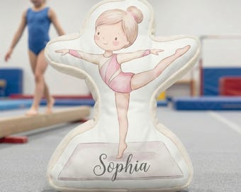 Personalized Gymnast Pillow - Custom Name Gymnastics Gift and Kids Room Decor Gymnast Birthday Keepsake and Sports Team Present