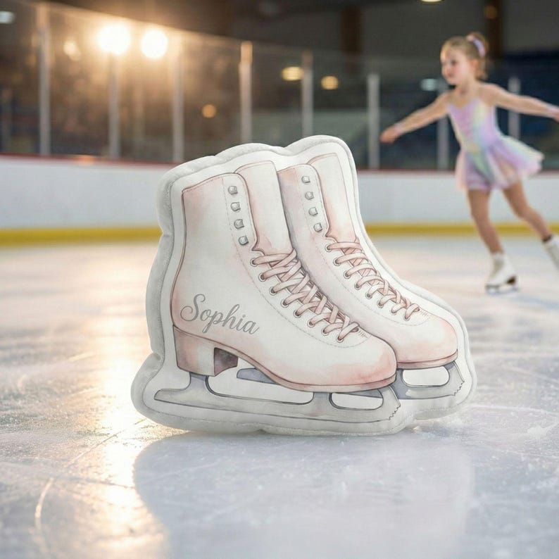 Personalized Ice Skate Pillow With Custom Name - Gift for Figure Skating Moms and Kids image 1
