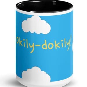 Okily-Dokily ! Tasse à café Simpsons - Cadeau nerd avec lettrage doré, tasse citation des Flandres, tasse drôle de culture pop pour hommes, femmes, fans des Simpsons