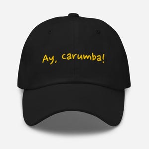 Ay Carumba! Simpsons Dad Hat – Funny Gold Embroidered Cap for Nerds, 90s TV Fans, Gift for Him, Retro Cartoon Aesthetic Hat