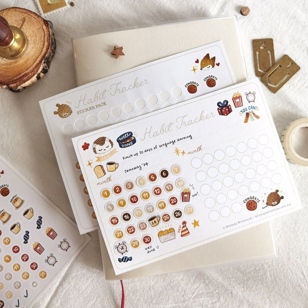 Cookies & Critters - Habit Tracker Starter Set | Monthly Tracker | Goal Tracking | Habit Card | Tracker Sticker Card | Goal Stickers