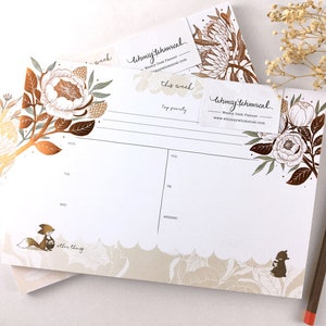 Copper Foil Weekly Desk Planner Rabbit, Hedgehog & King Protea Botanical Collection image 7