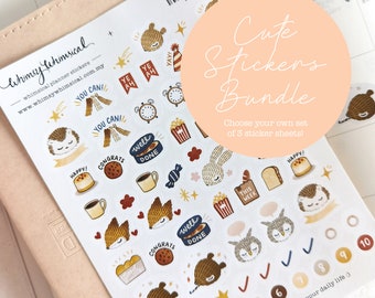 Cute Stickers Bundle - Set of 3 | A6 Sticker | Sticker Pack | Sticker Bundle | Bujo Sticker Set | Planner Stickers Set | Journal Stickers