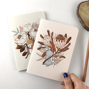 25% OFF Copper Foil Botanical Pocket Notebook King Protea & David Austin Journaling Minor Defect Sale image 2