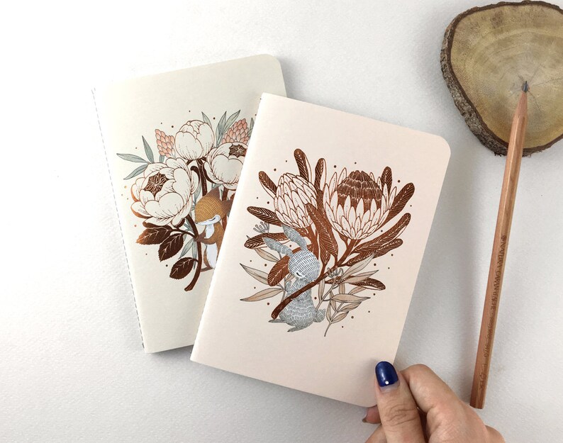 25% OFF Copper Foil Botanical Pocket Notebook King Protea & David Austin Journaling Minor Defect Sale image 2