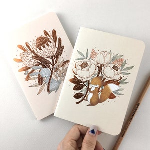 25% OFF Copper Foil Botanical Pocket Notebook King Protea & David Austin Journaling Minor Defect Sale Fox - David Austin