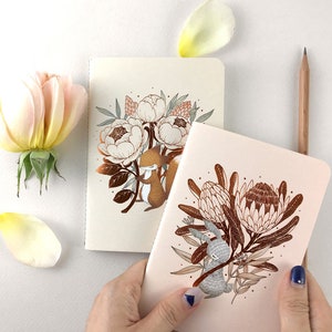 25% OFF Copper Foil Botanical Pocket Notebook King Protea & David Austin Journaling Minor Defect Sale Rabbit - King Protea