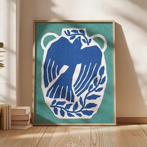 Impresión artística de pájaros • Impresión de jarrón minimalista • Impresión bohemia • Colores neutros • Impresión moderna • Arte mural moderno • Pintura de Matisse • Póster de moda