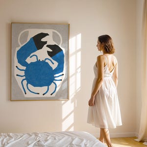 Lámina de cangrejo • Lámina minimalista • Lámina de cocina • Minimalista colorido • Arte de pared bohemio moderno • Arte Matisse • Arte de pared de cocina de moda