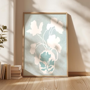 Lámina floral • Arte floral de pared • Lámina bohemia para habitación de niña • Pintura moderna • Póster floral de moda • Decoración floral para el hogar • Arte minimalista