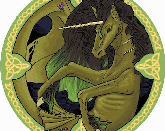 PATTERN Mythical Unicorn Mermaid Kelpie Fantasy Horse Counted Cross Stitch Illustration Digital Pattern PDF