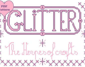 PATTERN Text Quote Glitter Herpes Crafts Naughty Mature PDF Cross Stitch Pattern Digital