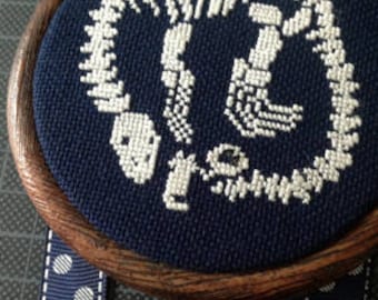 PATTERN Plesiousaur Dinosaur Dino Skeleton Fossil Cat Cute Counted Cross Stitch