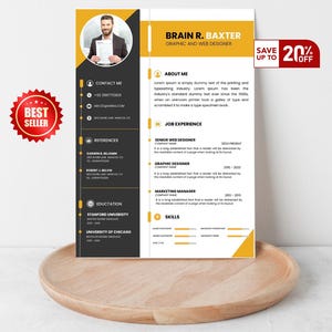Professional Resume Template | Ats-Friendly CV | Canva Resume | Modern CV Design | Teacher Nurse Academic | Apple Pages | One Page Resume
