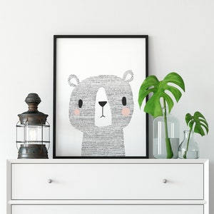 Woodland Nursery Art Print - Bear INSTANT DOWNLOAD, Home Decor, Art Print, Printable Art, Bear Illustration, Nursery Decor