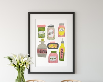Kitchen Spices Art Print: Hand-Drawn Food Illustration (Digital Download)