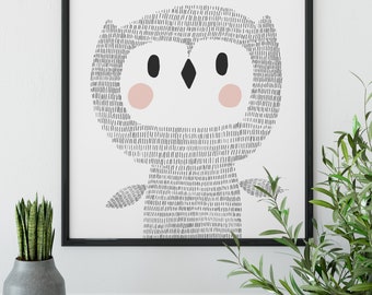 Woodland Owl Nursery Art Print – Kids Room Decor (Digital Download)
