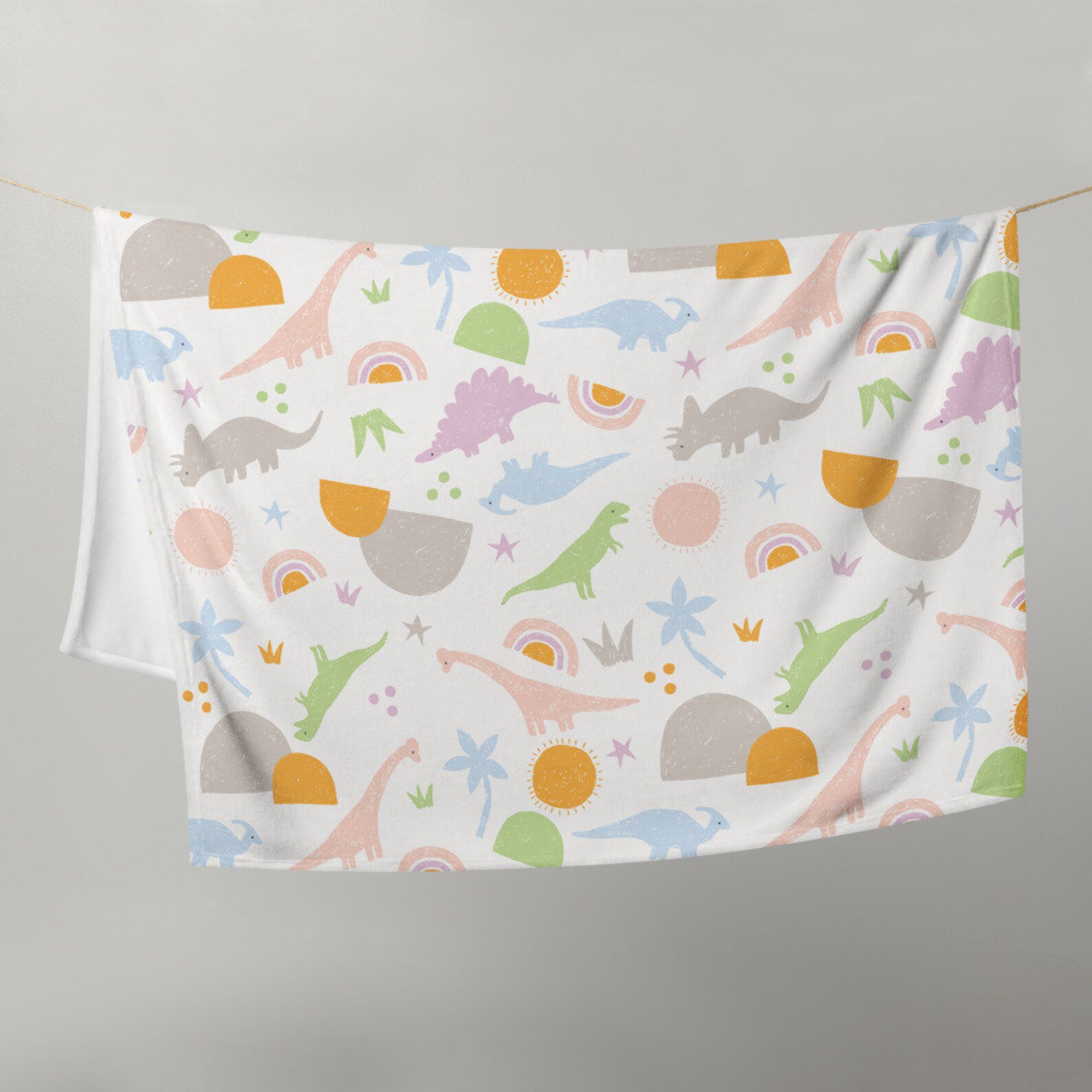 Large Dinosaur Throw Blanket Neutral Kids Room Soft Etsy