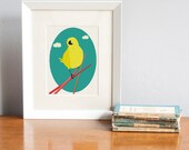 SALE Yellow Bird Print, Bearded Tit