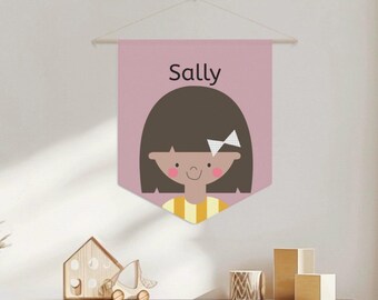 Custom Children's Portrait Pennant: Personalized Nursery Decor