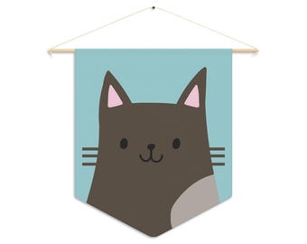 Black Cat Pennant Wall Hanging: Whimsical Kids Room Decor