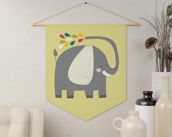 Elephant Pennant: Kids Nursery Wall Hanging, Animal Theme Decor