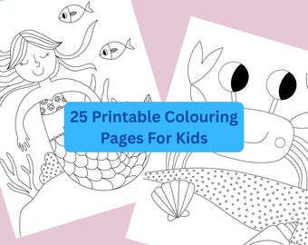 Under The Sea Coloring Book: 25 Mermaid & Ocean Illustrations (Digital Download)