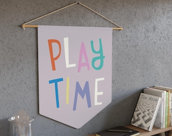 Playroom Pennant Banner: Colorful Kids Wall Art (18x21)