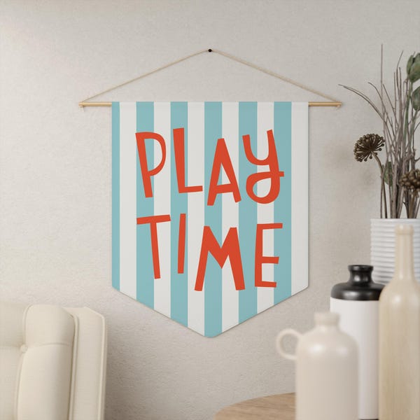 Play Time Pennant: Stripe Kids Nursery Wall Decor