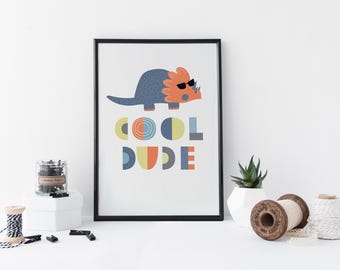 Dinosaur Nursery Print: Hand-Drawn Wall Art (Instant Download A3/8x10 JPEG)