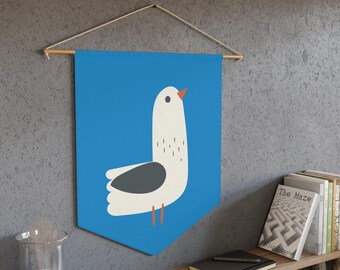 Seagull Pennant: Nautical Nursery Decor, Coastal Wall Art